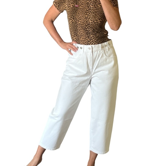 EDWIN Maiia high rise wide leg white crop jeans trouser pants adjustable waist - Picture 2 of 11